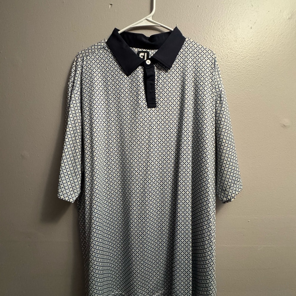 FootJoy Navy and White Patterned Polo Shirt